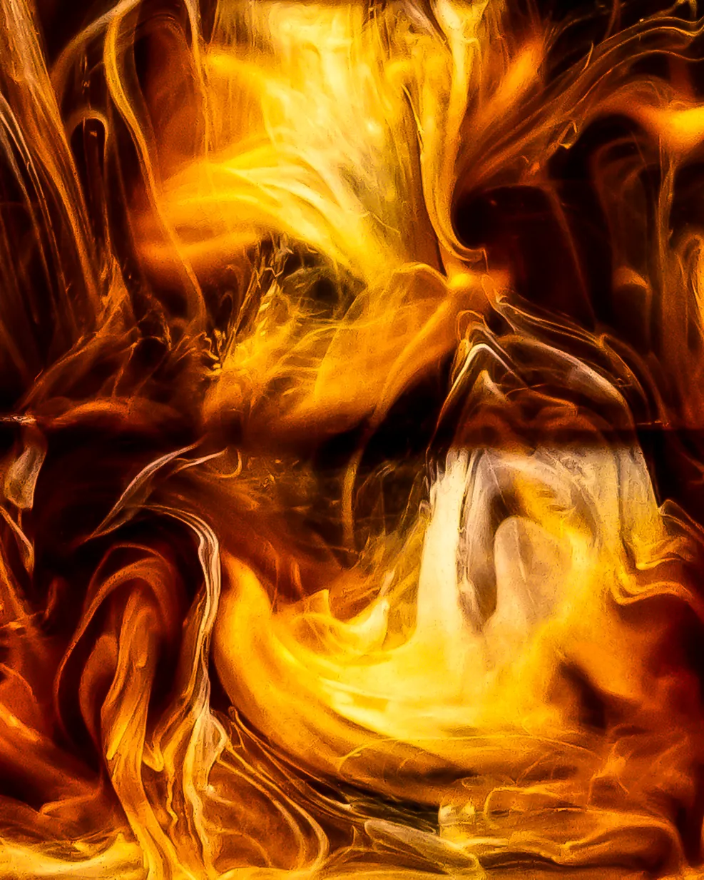 Abstract swirl of orange flames