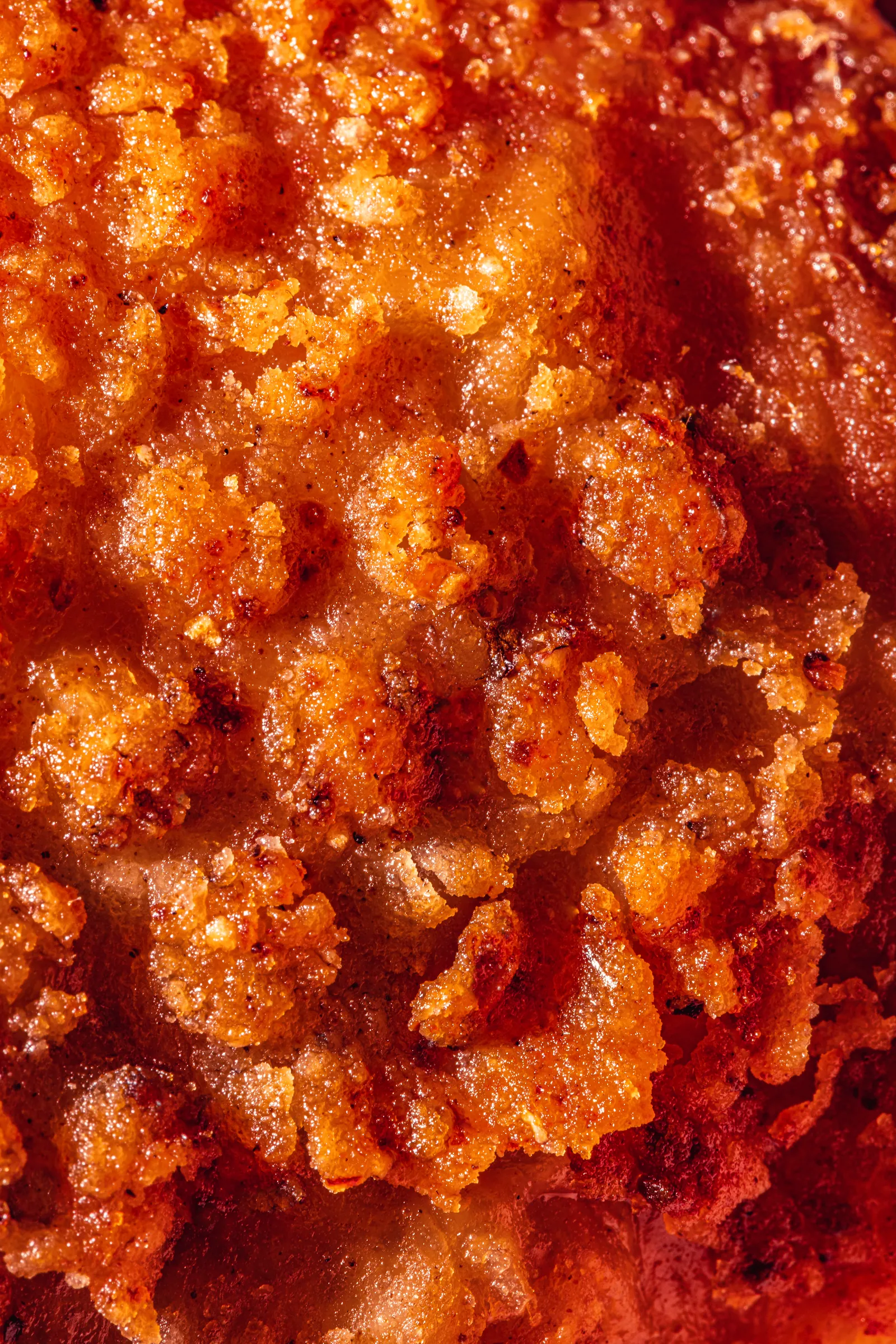 Close-up of crisp golden fried coating
